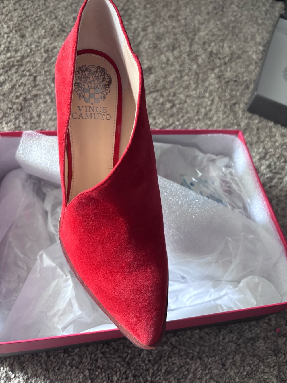 Vince Red Suede Pointed-Toe Mule